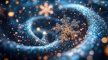 Sparkling snowflakes swirl, winter magic, festive background, holiday card photo