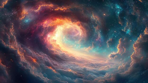 Cosmic Nebula Swirl, Celestial Cloudscape, Fantasy Space photo