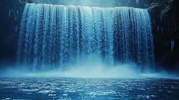 Majestic Waterfall Cascading into Calm Pool photo