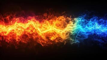 ardiente resumen llamas, rojo y azul, contraste, fondo, diseño foto