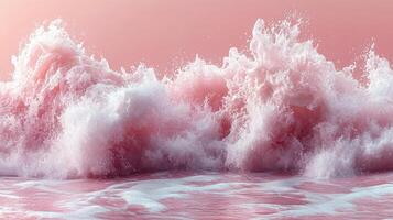 Pink waves crashing, sunset sky, ocean, abstract art, website background photo