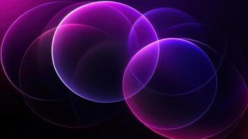Abstract purple glowing circles, dark background, digital art, website banner photo