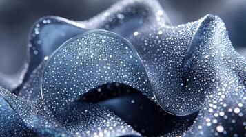Dew-Covered Fabric Drape, Abstract Texture, Dark Background, Design Element photo