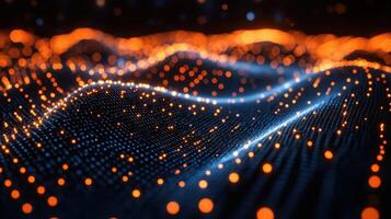 Abstract glowing particle wave background photo