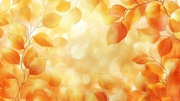 Autumn leaves frame, bokeh background, fall season, nature design photo