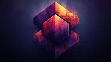 Abstract geometric shapes, fiery texture, dark background, digital art, website banner photo