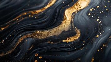 Abstract dark gold swirls, luxury texture background, design element photo