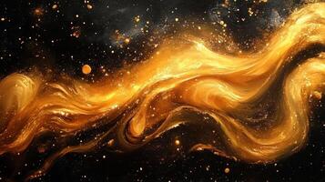 Golden cosmic swirl, space background, abstract art, website design photo