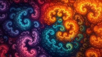 Abstract swirls, vibrant colors, fractal art, background design photo