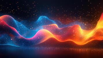 Abstract glowing waves, energy, dark background, digital art, website banner photo