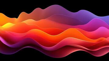 Abstract colorful waves flowing, dark background, digital art, website banner photo