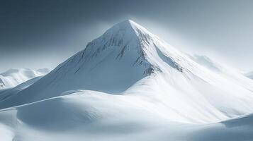 Majestic snow-capped peak, arctic landscape, serene winter day, background mountains, for travel brochures photo