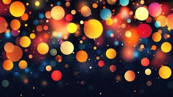 Festive colorful bokeh lights, night background, celebration photo