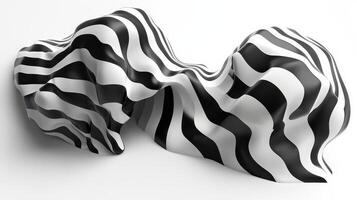 Abstract black white striped fabric waves, studio shot, design background photo
