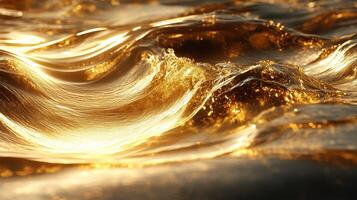 Golden sunset waves ocean surface texture background photo