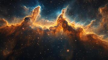 Cosmic Pillars Nebula gas and dust formations in space, background stars, for astronomy education photo