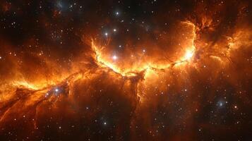 Fiery Nebula in Space, Cosmic Clouds, Starry Background, Astronomy Wallpaper photo
