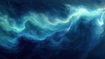 Abstract ocean waves, swirling blue, dark background, digital art, website banner photo