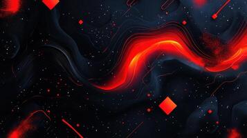 Abstract red energy flow in dark space, digital art photo