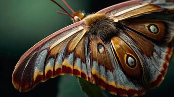 Close-up macro shot of a beautiful butterfly wing with intricate patterns and details photo