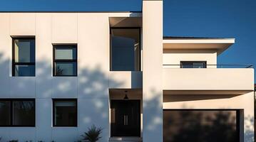 Modern Architecture facade featuring a minimalist design and stark contrasts photo