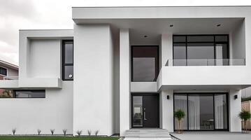 Modern architecture sleek lines and minimalist design of a white house photo