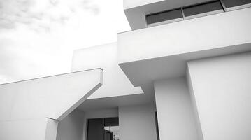 Modern minimalist architecture featuring stark white facade and sharp angles photo