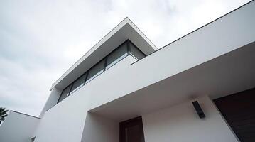 Modern Minimalist Architecture with White Walls and Geometric Design photo