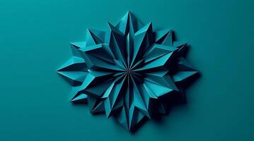 Abstract geometric turquoise design with sharp edges and a symmetrical star pattern photo