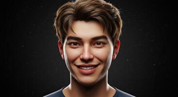 Portrait of a Young Adult Man Smiling Confidently at the Camera photo