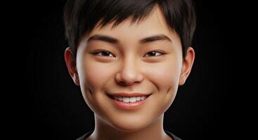 Young Asian man with a genuine smile showcasing a positive attitude photo