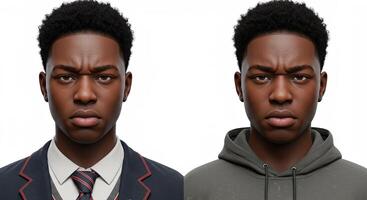Young Black man with an angry expression in formal and casual wear photo
