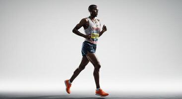Marathon runner in motion striving for victory during a race event photo