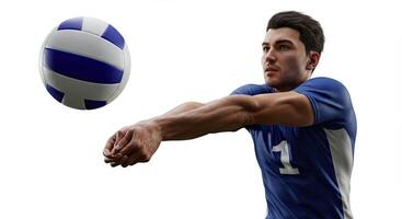 Volleyball player setting the ball with focused concentration and athletic skill photo