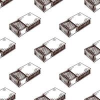 Seamless pattern with hand drawn vintage sketch of open matchbox vector