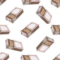 Seamless pattern with hand drawn sketch of open matchbox vector
