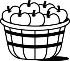 An apple basket icon in drawing style vector