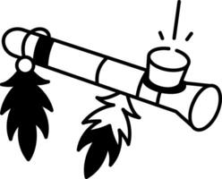 Sketchy style icon denoting peace pipe with feathers vector