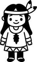 A doodle style icon depicting native child portrait vector