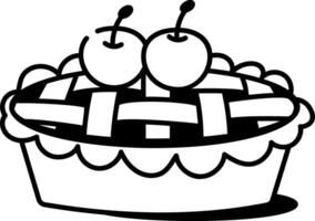 Hand drawn icon showing apple pie with cherry topping vector