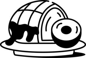 Hand drawn icon showing cooked honey ham vector