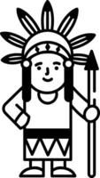 Drawing style icon depicting native man figure vector