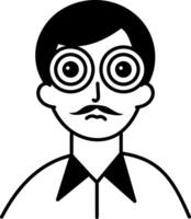 A character with psychedelic eyes, doodle style icon vector