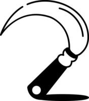 Doodle style icon showing a sharp farming sickle vector