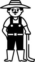 Hand drawn style icon showing farmer character vector