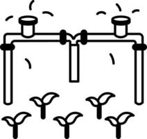 A sketchy style icon of crop irrigation system vector