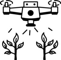 Sketchy style icon showing a flying farm drone vector