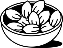 Drawing style icon showing a almonds bowl vector