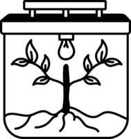 Icon depicting hydroponics setup in doodle style vector