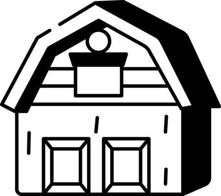 A sketchy style icon of farm barn building